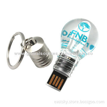 Bulb shape USB flash drive, can be lighten-up when we connect it with computer, 64MB to 32GB